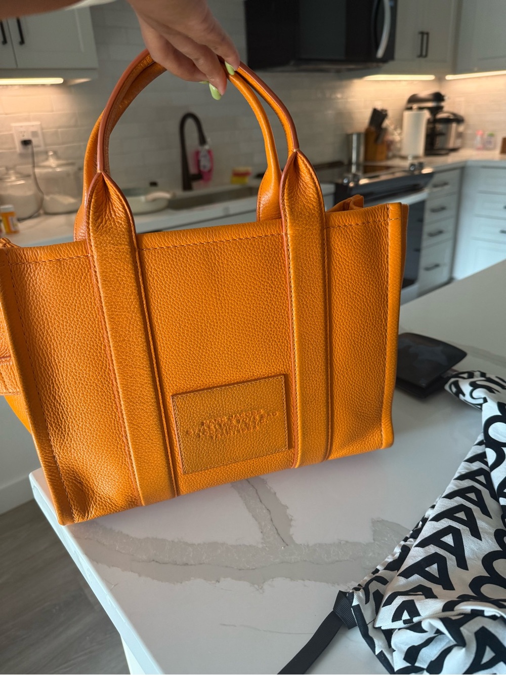 Marc Jacobs Orange Pebbled Leather Tote with Top Handles - Picture 2 of 8